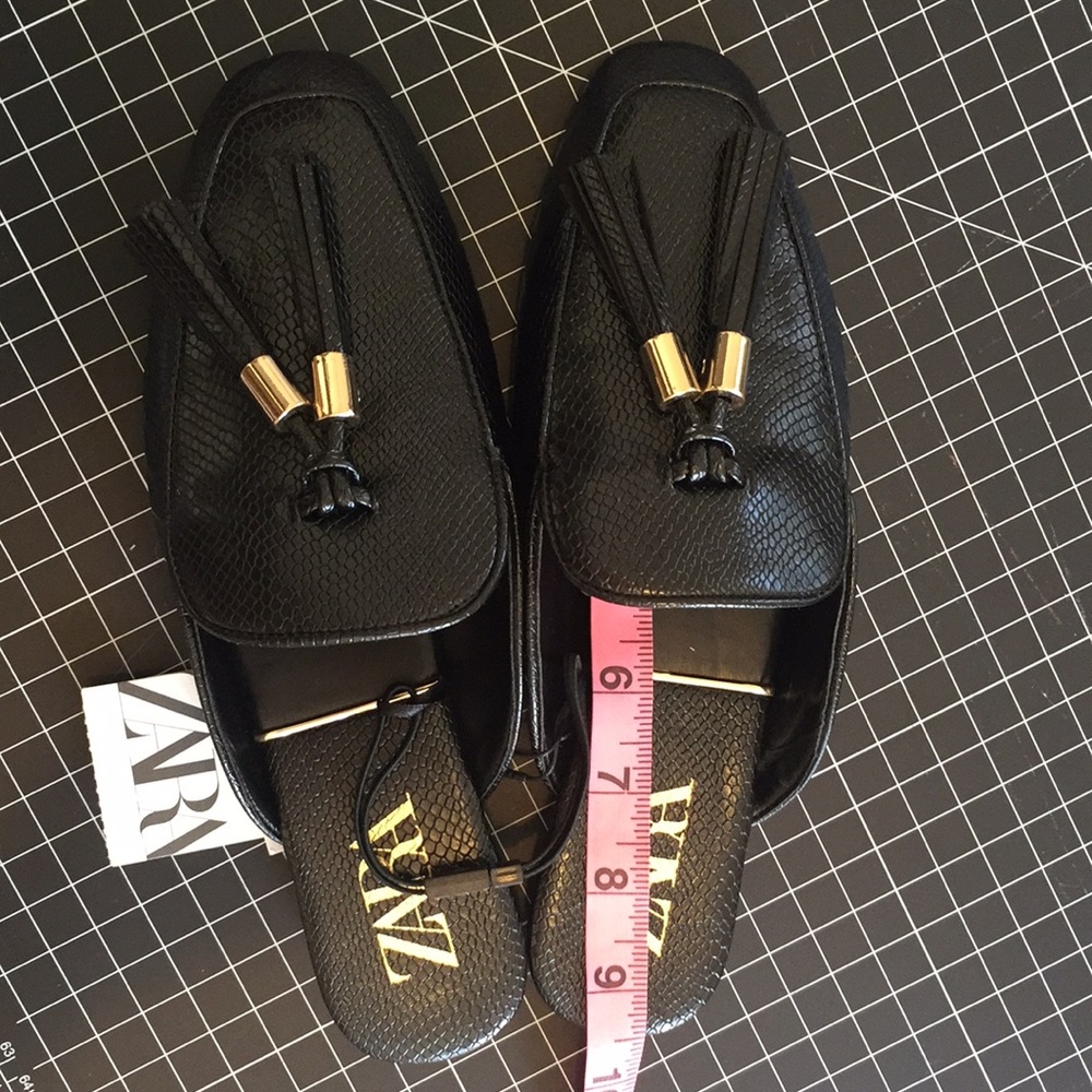 Zara smoking flats loafers black size 6 NWT